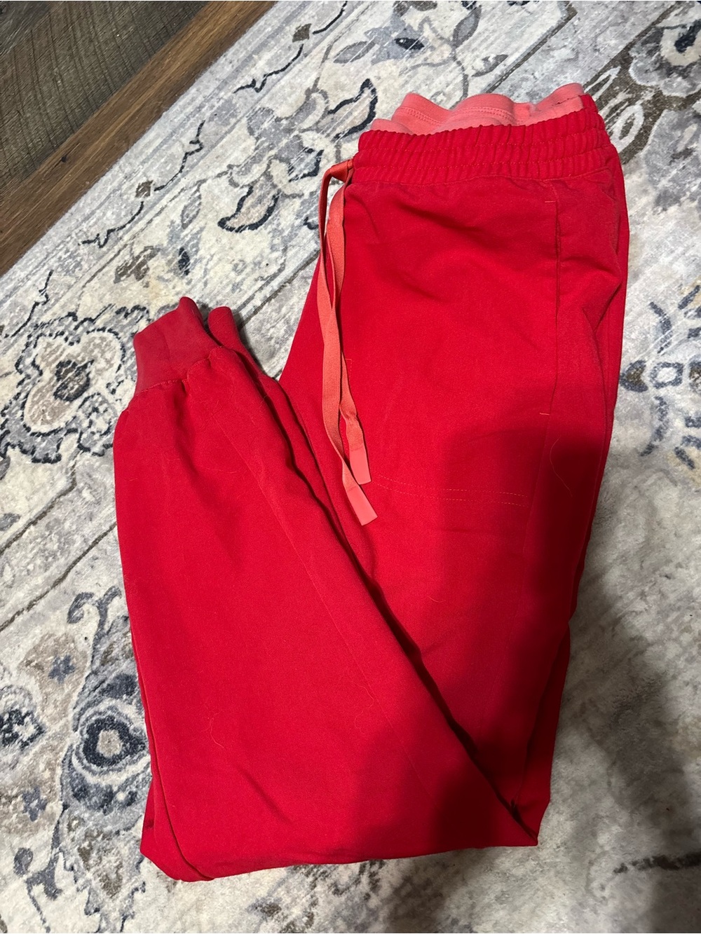 Bright Red Drawstring Jogger Pants
